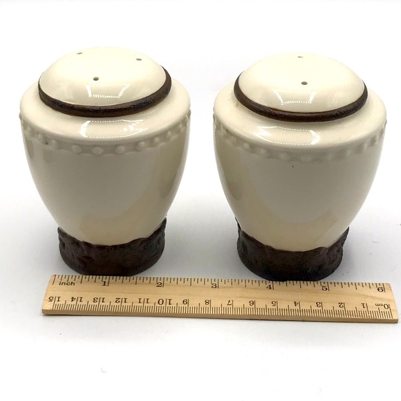 NWOT 4 pc. Set CBK porcelain sugar creamer salt pepper white and brown. - Picture 8 of 10